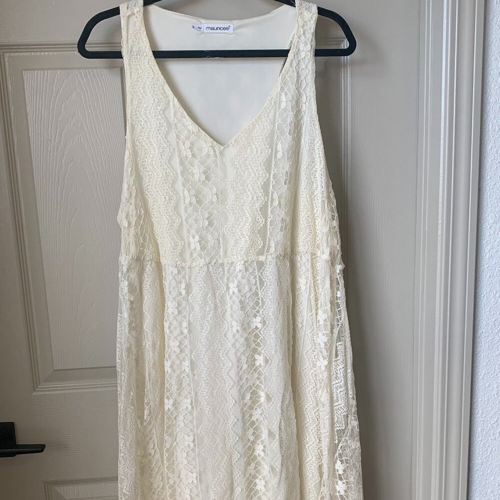 Maurices size 2 white fringe dress